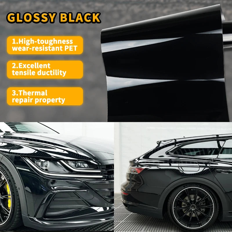Super Glossy Black PPF Car Wrap Vinyl Film Self-Adhesive Sticker Car wrapping Film Vinyl Roll With Air release