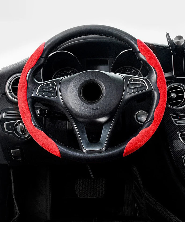 Suede Car Steering Wheel Cover Anti-Slip Protector Shell For Honda Mugen Power Civic Accords CRV Hrv Jazz CBR VTEC VFR Accessory