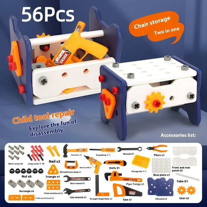 40/56/58Pcs Children's Play Repair Tool Set with Screwdrivers Play Screw Pretend Tools Kit Gift Plastic Construction
