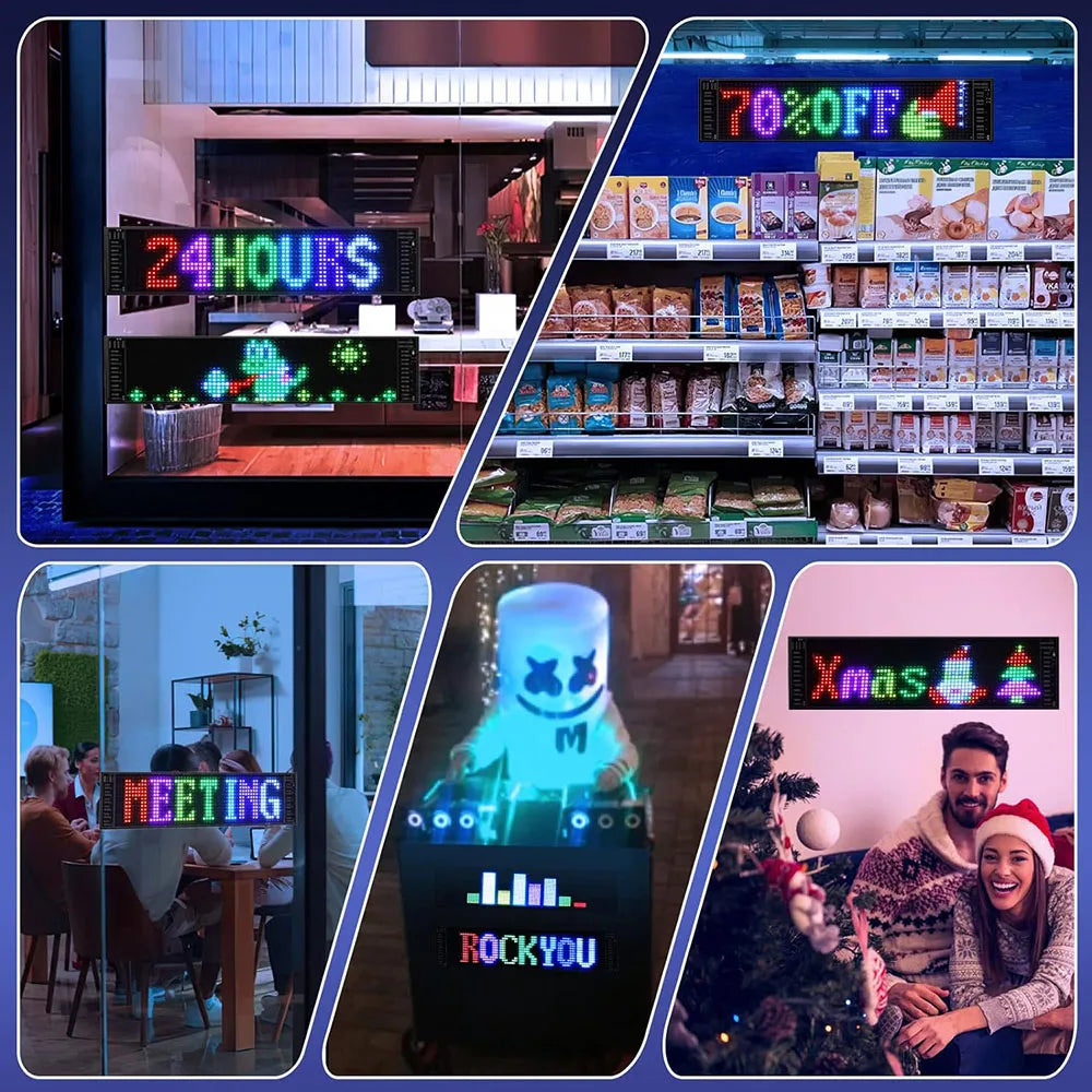LED Matrix Pixel Panel Light Bluetooth App 5V USB  Control Scrolling Advertising LED Car Sign Animation Programmable for Car Sho