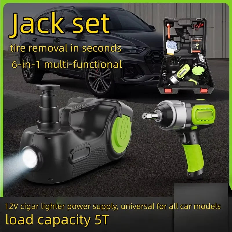 12V in-car digital display hydraulic 5-ton electric jack air pump wrench multifunctional emergency tire change height lift