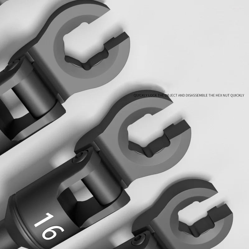 6 Pcs 12mm-19 mm Long Flex Head Crows Foot Line Wrench Set 3/8" Drive Injector Fuel Line Crowfoot Flare Nut Socket Wrench