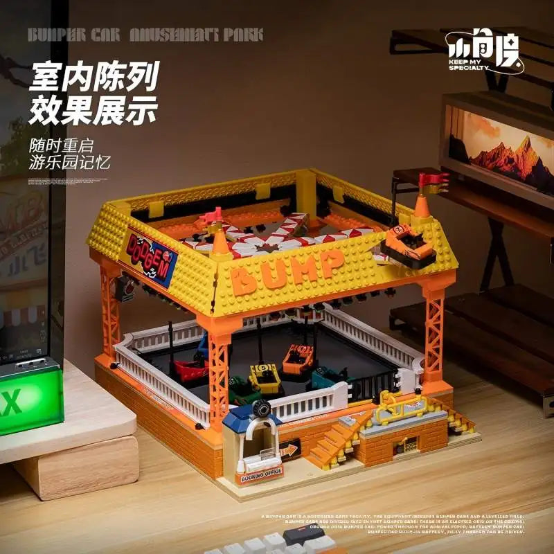 Creative Expert City Street Scene MOC JD037 Amusement Park Bumper Car Model Building Block Toy DIY Toy Festival Gift