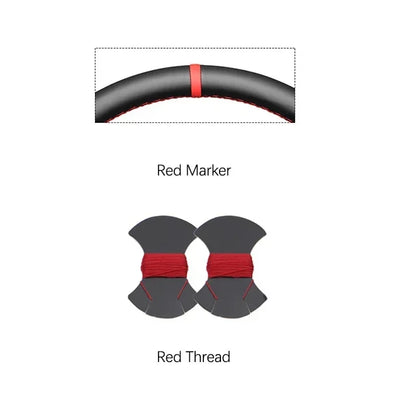 Black Faux Leather Car Steering Wheel Cover for Seat Ibiza (6J) 2008-2015 MII 2013-2020