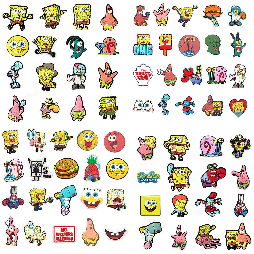 Hot Sales Potdemiel Cartoon Cute Sponge Series PVC Shoe Charms Accessories DIY Creativity Shoe Decorations Buckle Gifts