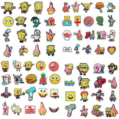 Hot Sales Potdemiel Cartoon Cute Sponge Series PVC Shoe Charms Accessories DIY Creativity Shoe Decorations Buckle Gifts