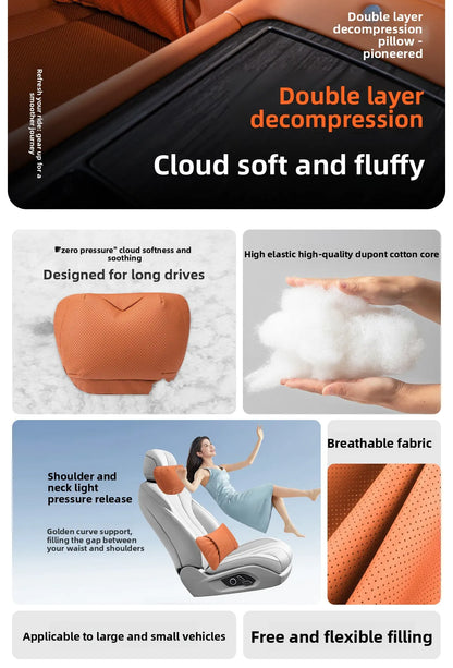 High Quality Universal Car Headrest Cushion Car Seat Neck Pillow High-grade Leather Breathable Lumbar Support Car Pillow