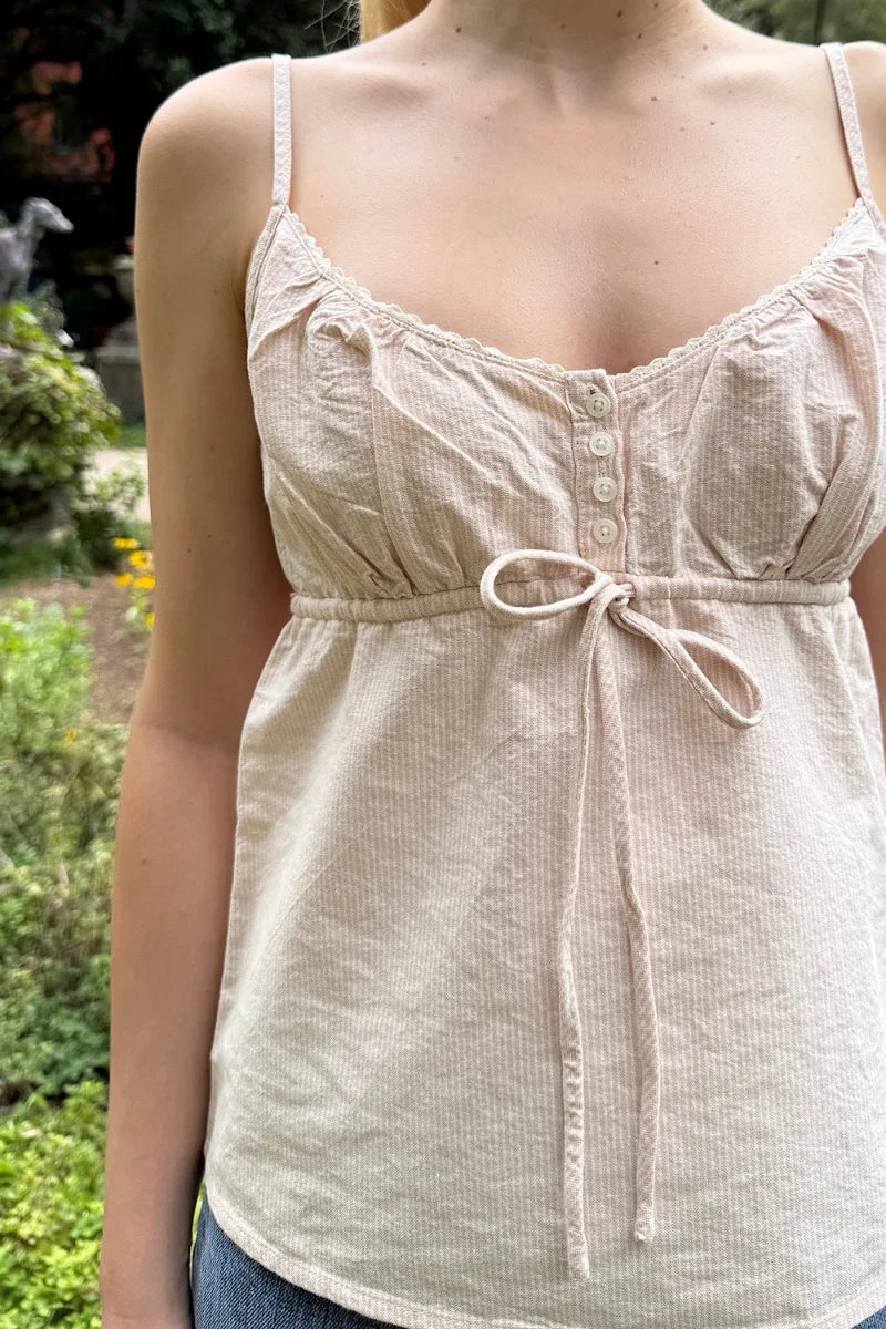Brandy Melville Pure Cotton Three-Button Base Layer Vest Sweet Style V-Neck Sleeveless Tank Top for Women Spring Summer