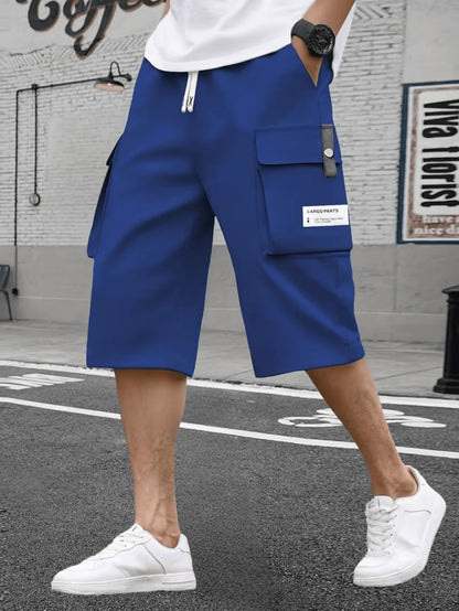 Men's Cargo Shorts Summer Oversized Pants Elastic Waist Large Size Outdoor Jogging Sweatpants Trend Multi Pockets Men Clothes