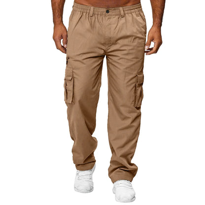 Men's Multi Pocket Casual Work Pants - Breathable Fabric | Machine Washable Regular Fit Soft Shell Pants | Outdoor Casual