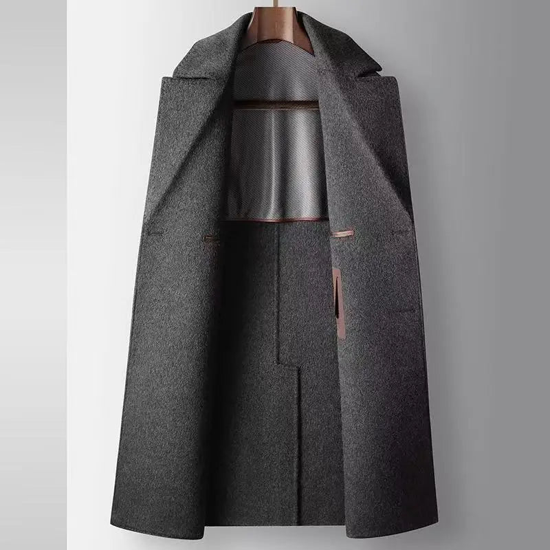 2025 Autumn/Winter New Men's Woolen Coat Medium Long Double breasted 70% Wool Content Light Luxury Double sided Ni Windcoat Coat