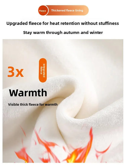 White Corduroy Wide Leg Pants Women's Autumn Winter Slim Straight Drapey Small Size Fleece Lined Suit Trousers