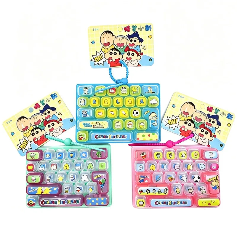 Crayon Shin-chan 26 Key Mechanical Keyboard Keychain Fidget Toy Cute Bag Pendant Stress Relief Gift for Kids Fans anime figure