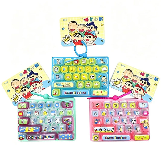 Crayon Shin-chan 26 Key Mechanical Keyboard Keychain Fidget Toy Cute Bag Pendant Stress Relief Gift for Kids Fans anime figure