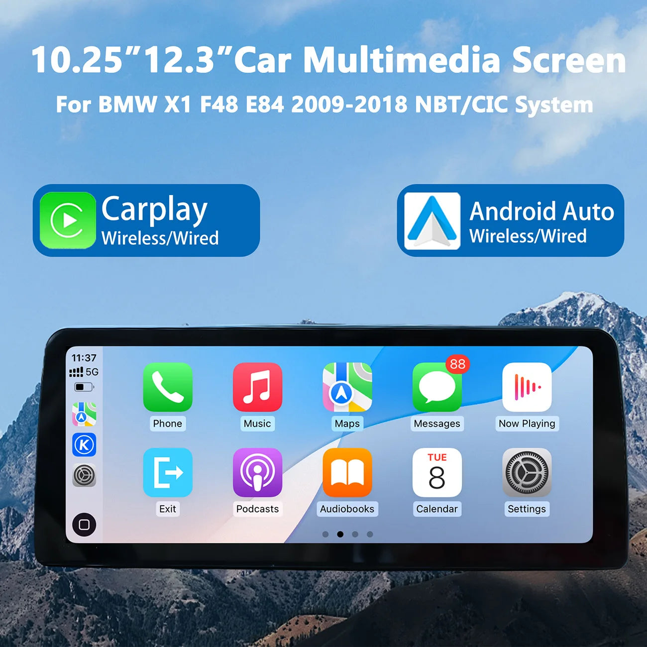 1920*720 Display Multimedia Player For BMW X1 F48 E84 2009-2018 NBT CIC GPS Wireless Carplay Android auto Touch Screen