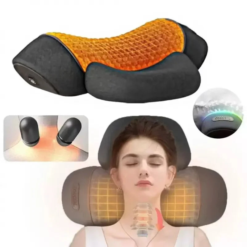 Electric Neck Massage Pillow, Neck Stretcher, Heating, Vibration, Massage, Back Traction, Orthopedic Sleep Pillow Support