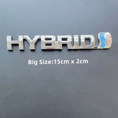 3D Metal HYBRID Logo Side Fender Rear Trunk Emblem Badge Car Sticker Decals For Toyota Prius Camry Crown Auris Rav4s TRD