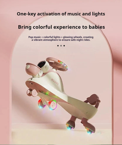 Mickey Kids Twist Car Ride On Toy For 1-3 Years Old Toddlers Universal Anti Rollover Silent Wheels With Music Flashing Lights