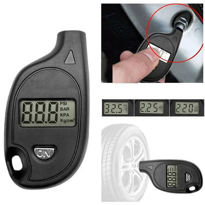 Mini Keychain Style Tire Gauge Digital Lcd Display Car Tire Air Pressure Tester Meter Auto Car Motorcycle Tire Safety Alarm