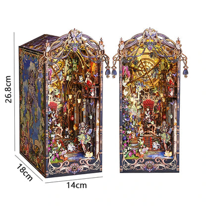 Magical DIY Book Nook Kits Miniature Doll House With LED Light 3D Puzzles Building Wooden Bookshelf Bookend Toy For Adults Gifts