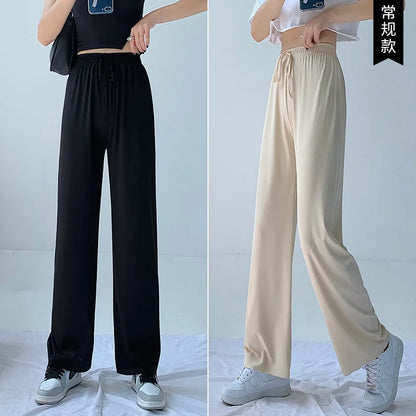 Slimming High Waist Ice Silk Wide Leg Pants for Pear aped Women Casual Summer orts plus Size  pe Comfortable Trousers