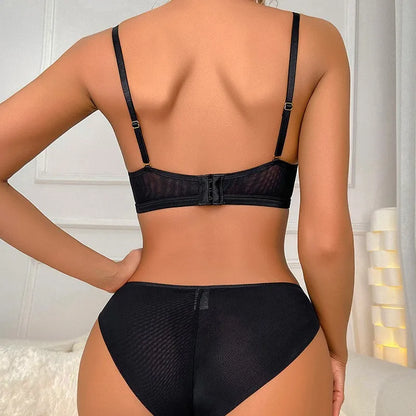 Classic Bandage Women Bra Set Sexy Lace Lingerie Underwire 3/4 Cup Push Up Brassiere High Quality Comfort Romantic Underwear Set
