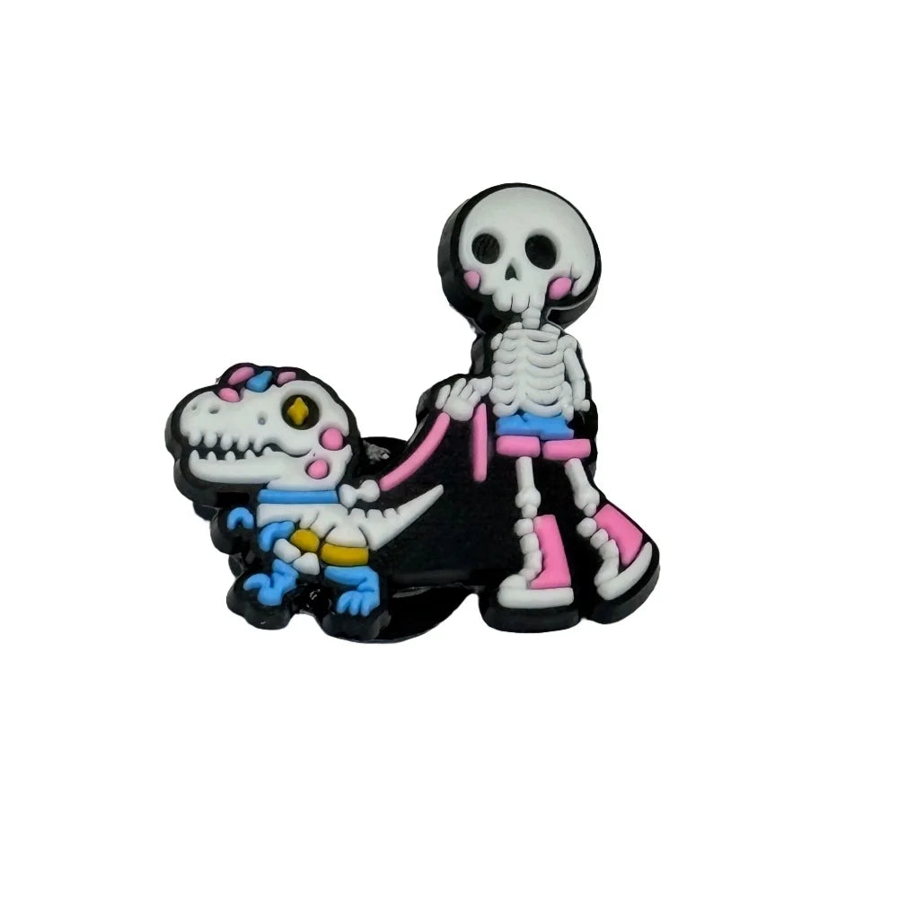 1-100pcs Cartoon Skull Tree Eye Cherry Horse Candle Juice PVC Shoe Button Charms Sandals Decorations DIY Backpack Halloween Gift