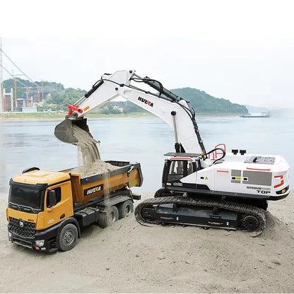 Huina 1594 Full Metal Remote Control 1592 Excavator 1/14 Electric Heavy Duty  22 Channels Rc Excavator For Children Toys Model