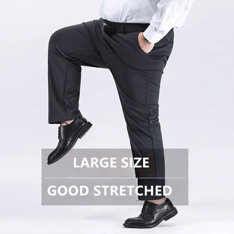 Men Suit Pants Thick Autumn Stretched Business Loose Straight Work Plus size 150KG 48 50 52 Spring Male Office Formal Trousers