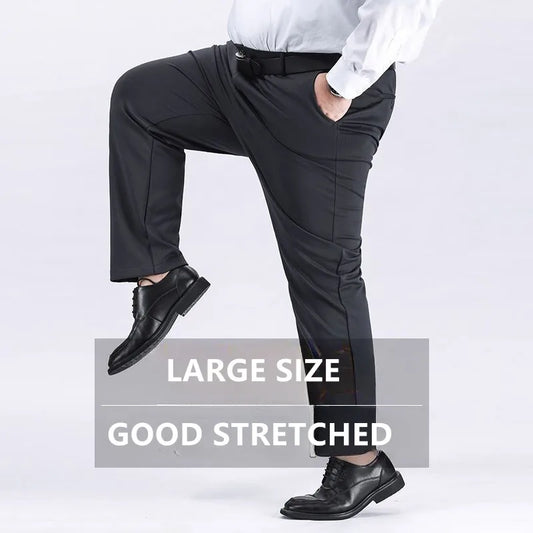 Men Suit Pants Thick Autumn Stretched Business Loose Straight Work Plus size 150KG 48 50 52 Spring Male Office Formal Trousers