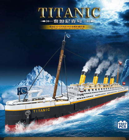 1507Pcs new large-scale Titanic creative model building block set, adult challenge huge Titanic cruise ship model building Toys