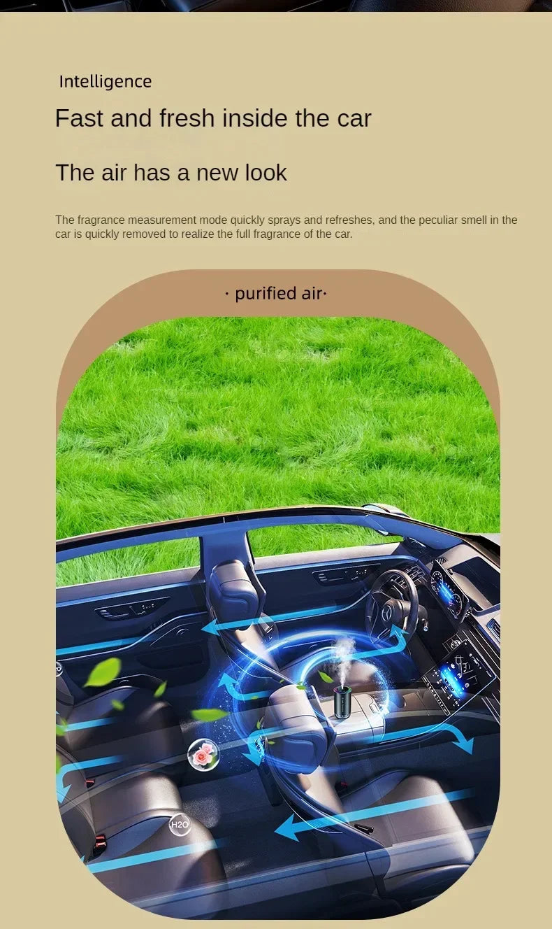 Car Aromatherapy Perfume with Automatic Spray Aluminum Alloy Metal Odor Remover with Colorful Star Ceiling Atmosphere Light
