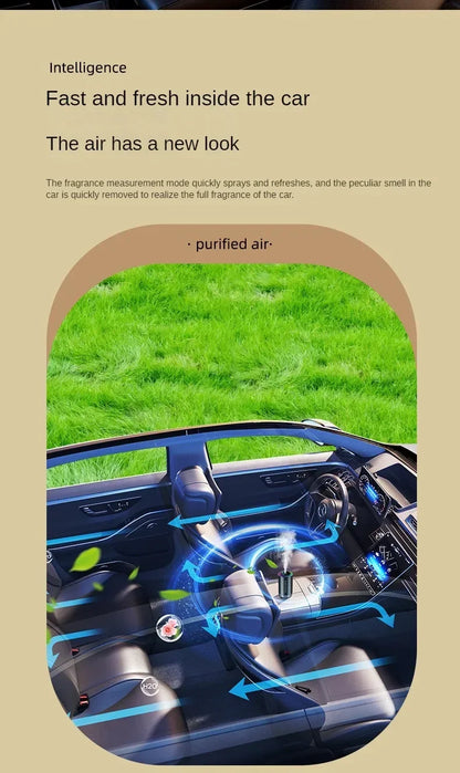 Car Aromatherapy Perfume with Automatic Spray Aluminum Alloy Metal Odor Remover with Colorful Star Ceiling Atmosphere Light