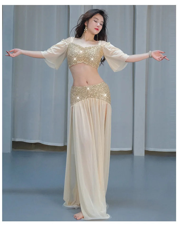 Sexy Sequin Belly Dance Costume 2025 Summer New Arrival High-End Practice Suit Performance Ethnic Dancewear Chinese Manufacturer