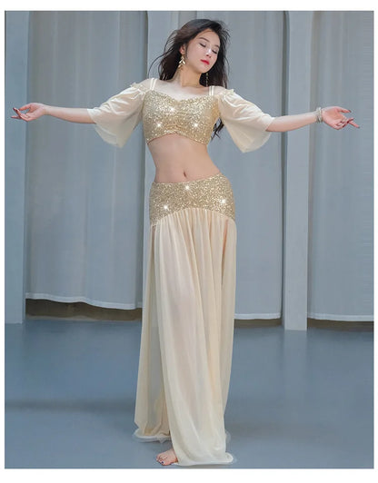 Sexy Sequin Belly Dance Costume 2025 Summer New Arrival High-End Practice Suit Performance Ethnic Dancewear Chinese Manufacturer
