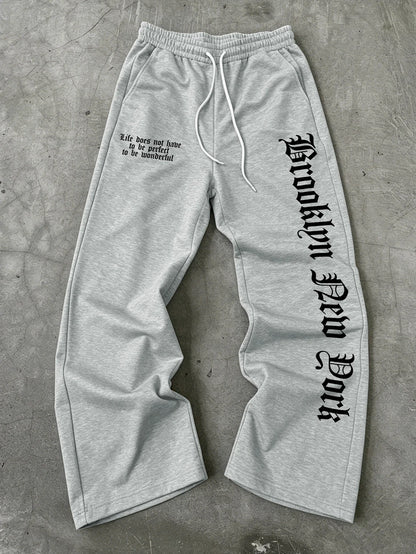 Fearless Spider Web Hand Print Gothic Wide Leg Sweatpants Men 100% Polyester Y2K Baggy Drawstring Streetwear Unisex Jogger Pants