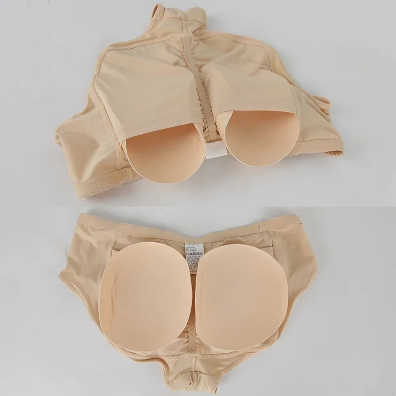Miss Moly Mens Padded Underwear Breathable Underwear Shapewear Sexy Butt Lifter Tummy Control Boxers with Detachable Pads