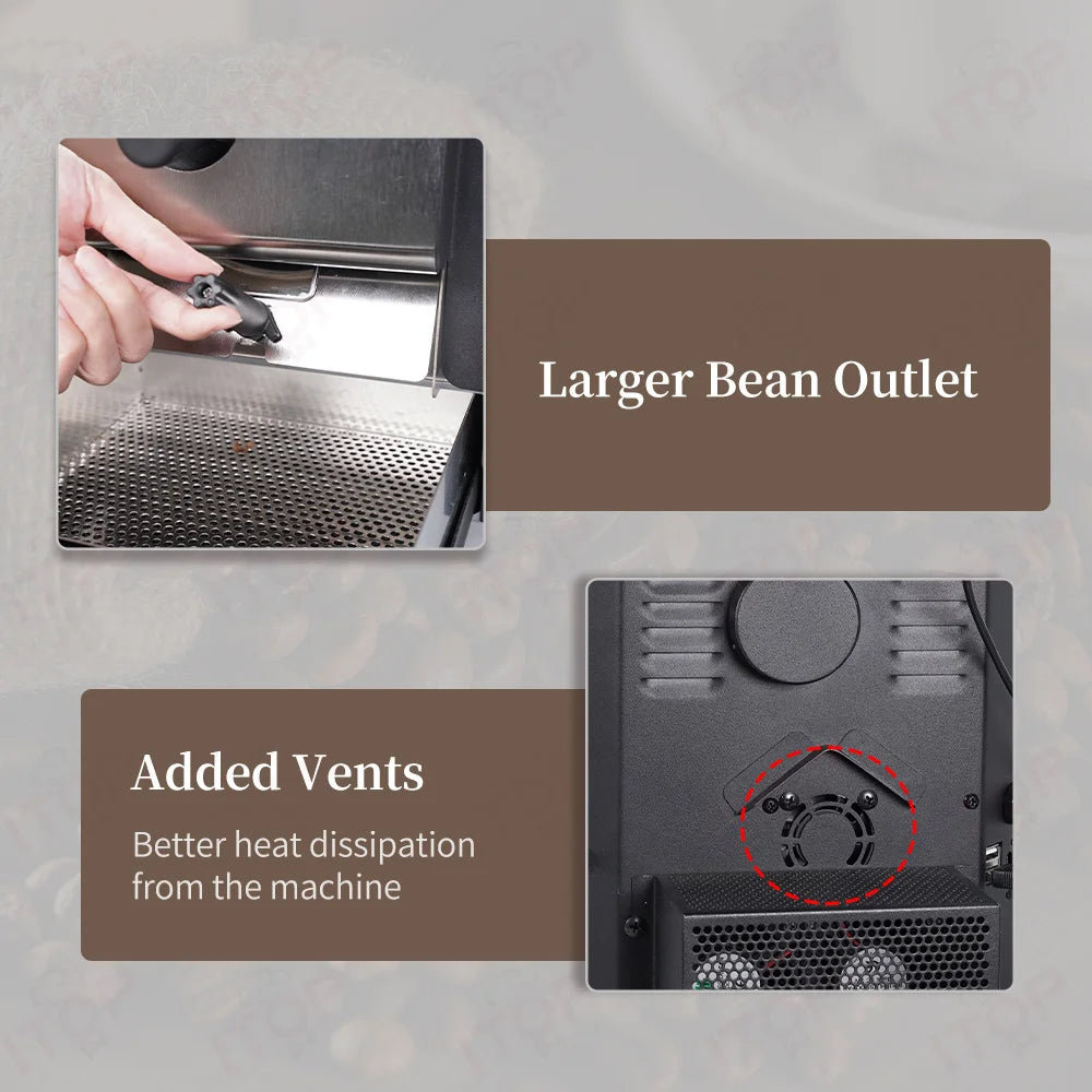 ITOP Coffee Roaster Artisan Connection IT-CBR-2 Electric Coffee Bean Roaster 4 Modes With Cooler Smoke Filter Roaster 500g 1000W