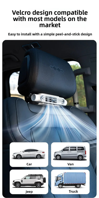 2026 New Car Seat Fan 3000mAh Built-in Battery Long Lasting USB No Blade Backrest Fan Cooler car air conditioner car fan cooler