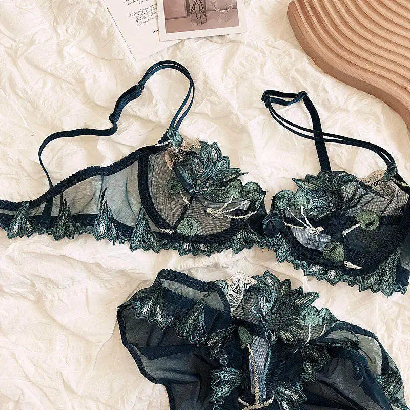 Sexy French Ultra Thin Lace Embroidery Underwire Bra Summer Minimizer Full Coverage Slimming For Busty Women Daily Wear 32-38ABC