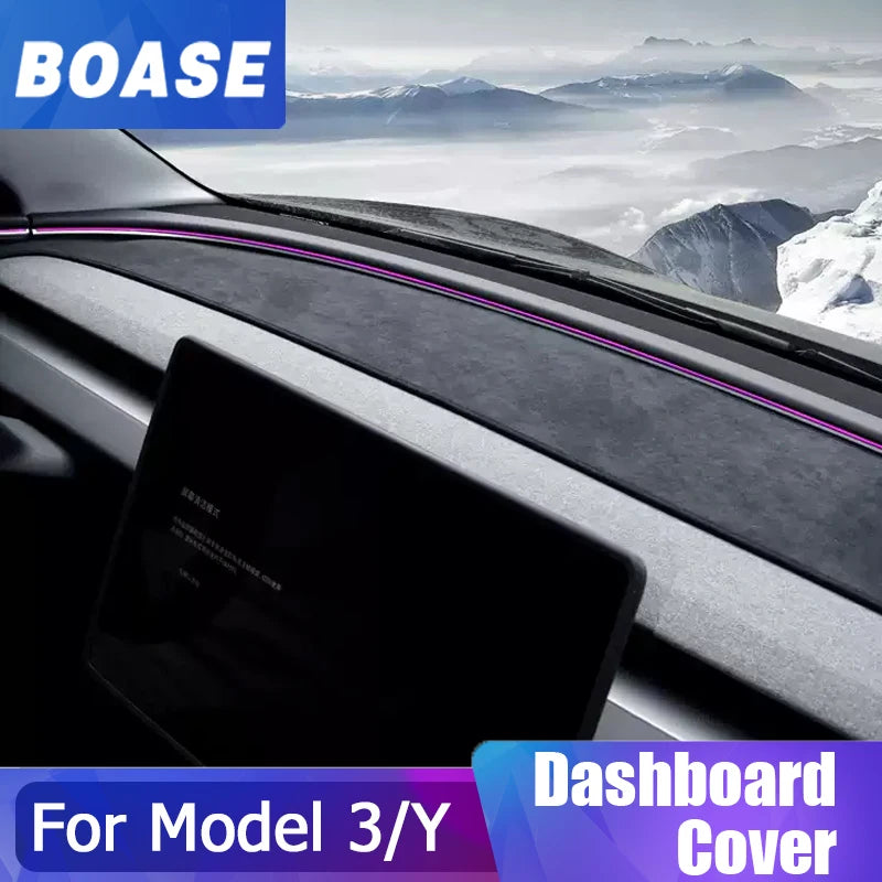 For Tesla Model 3 Y Juniper Highland Dashboard Cover Pad Suede Sunshade Protector Anti-UV Dash Mat Non-slip Pads Car Accessories