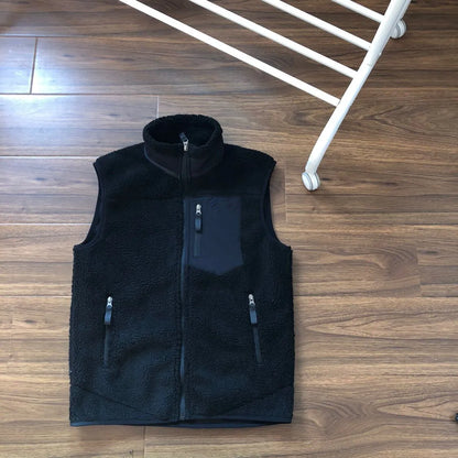 Outdoor Men's Cycling Sports Leisure Fishing Mountain Climbing Fashionable Hiking Camping Lambskin Stand-up Collar Fleece Vest