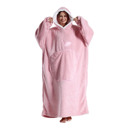Fashion Cartoon Oversized Blanket Hoodie for Women Men Hoodies Sherpa Fleece Winter Thick Plus Size Couple Sweatshirts Korean
