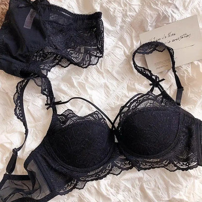 MOYISU Adjustable Lace Bralette for Small Chest Bra Set Removable Straps & Thin Padding Soft Wire Comfort Muslim Girls Underwear
