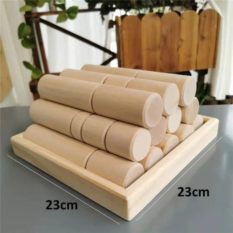 Kids Large Wood Building Rollers Pastel Blocks Stain Lime Stacking Cylinders Forest Trees Rings  Educational Creative Toys