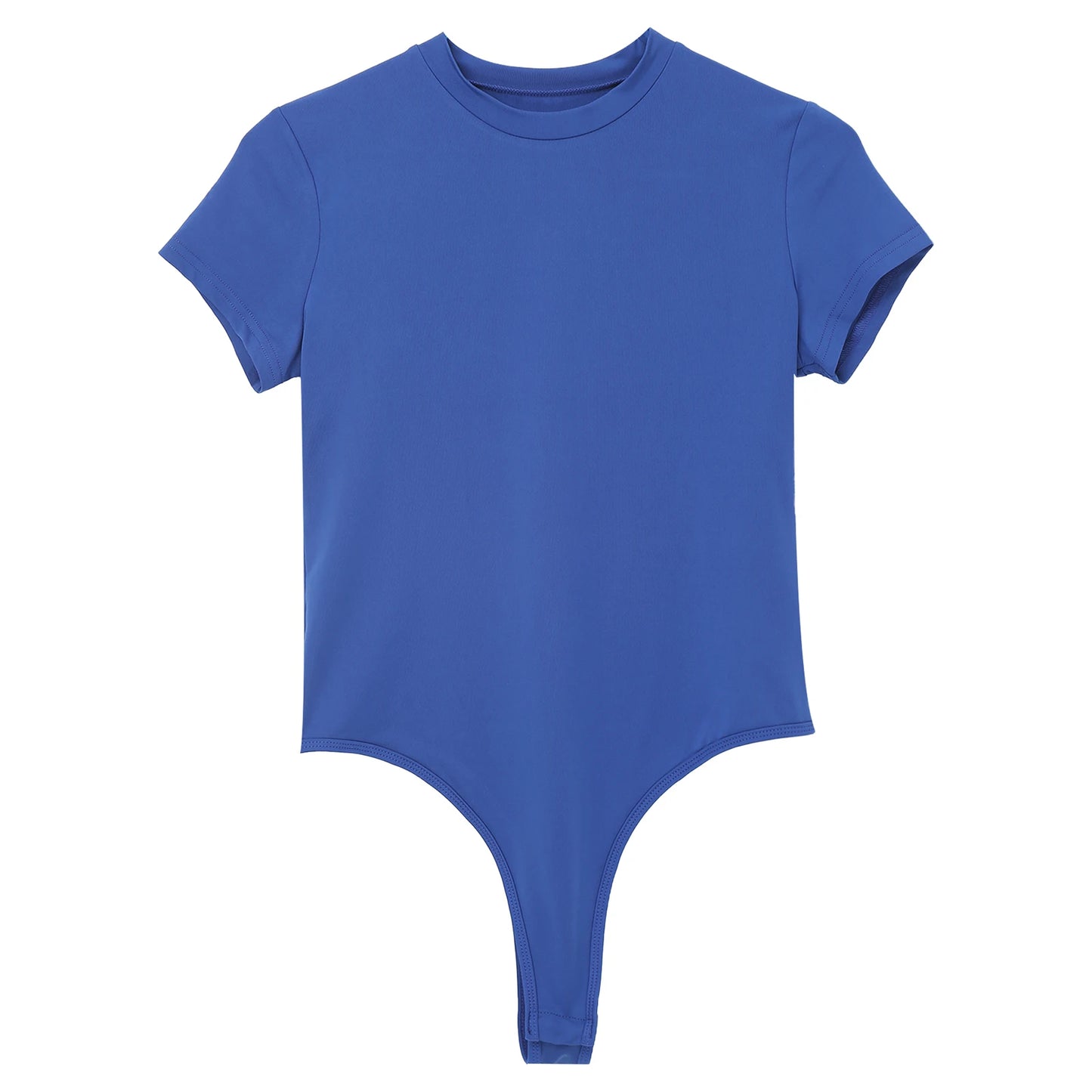 Mens Athletic Bodysuit Shirt Round Neck Short Sleeve High Cut Leotard Button Crotch Jumpsuit Rompers Bodybuilding Yoga Underwear