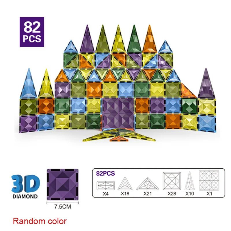 7.5cm Magnetic Building Blocks Construction Set Magnet Tiles Children's Toys Creative Architect Toys Children's Gifts