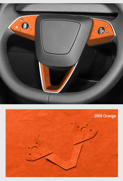 Made of Alcantara For Tesla Model 3 (2024-)/Model Y (2025-) Steering Wheel Trim Frame Sticker Car Interior Tuning Accessories