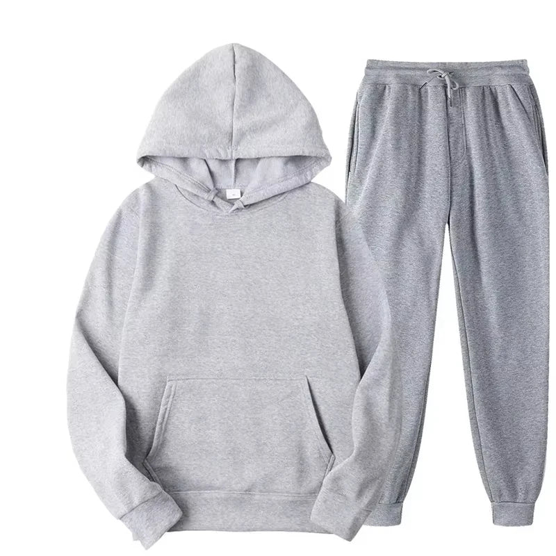 2026 Winter Eco-Friendly Soft Tracksuit Men's Set Long Sleeve Pullover Jogging Pants 2pcs Fitness Running Suits Sportswear Male