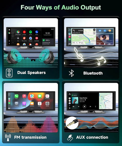 XIMA X10Plus Portable Wireless CarPlay and Android Auto Car Radio Multimedia  Stereo Audio GPS Navigation Dashboard  Mirrorlink